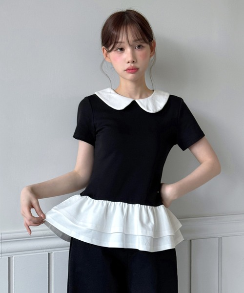 [by muni:r LOGO] футболка Color Fill Peplum T — 2026 SS COLLECTION