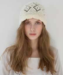 LETTER FROM MOON（レターフロムムーン）の「スカラップパンチングニットビーニー（アイボリー）（ニットキャップ/ビーニー）」