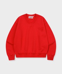 SIGNATURE LOGO V NECK SWEATSHIRT (RED)