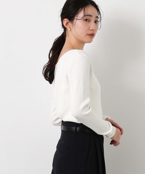 Gready Brilliant（グレディブリリアン）の「リブスクエアネック２ｗａｙニット（ニット/セーター・レディース・トップグレー/オフホワイト/レッド・FREE）」の18枚目の写真