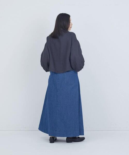 ADIEU TRISTESSE（アデュートリステス）の「リネンボリュームスリーブジャケット（ノーカラージャケット・レディース・キナリ/チャコールグレー・38）」の13枚目の写真