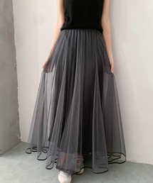 オーガンジー プリーツ リバーシブル ロングスカート