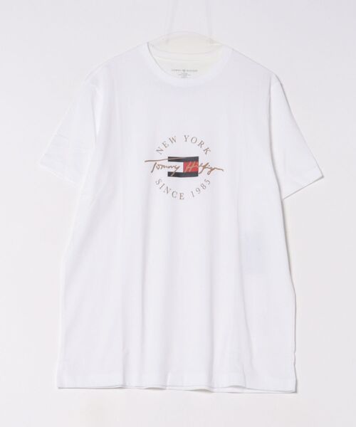 TOMMY HILFIGER(トミーヒルフィガー)の「TOMMY HILFIGER ロゴ半袖Tシャツ(Tシャツ/カットソー・メンズ・ホワイト/ネイビー・LARGE/MEDIUM/X-LARGE)」の1枚目の写真