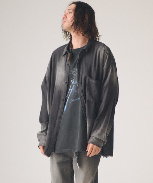 ADAM PATEK(アダムパテック)の「ADAMPATEK/aging sheer denim shirt/エイジングシアーデニムシャツ(シャツ/ブラウス・メンズ・ブラック/ブルー・2/1)」の1枚目の写真