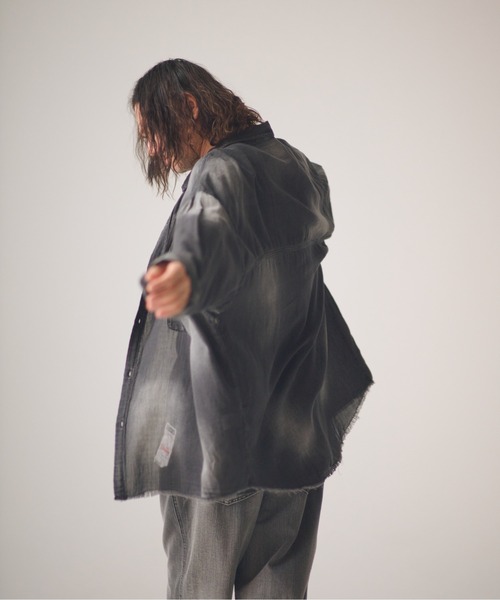 ADAM PATEK(アダムパテック)の「ADAMPATEK/aging sheer denim shirt/エイジングシアーデニムシャツ(シャツ/ブラウス・メンズ・ブラック/ブルー・2/1)」の12枚目の写真