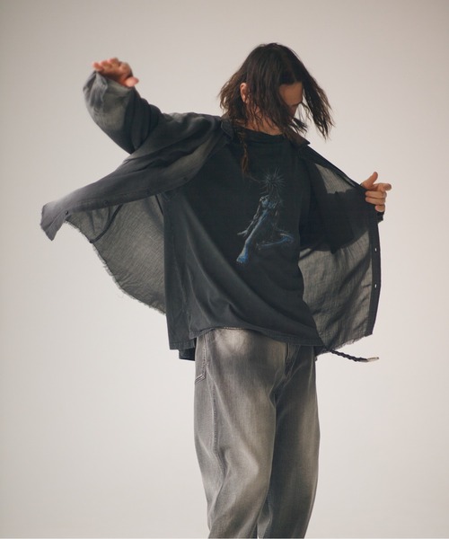 ADAM PATEK(アダムパテック)の「ADAMPATEK/aging sheer denim shirt/エイジングシアーデニムシャツ(シャツ/ブラウス・メンズ・ブラック/ブルー・2/1)」の7枚目の写真