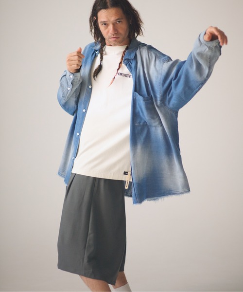 ADAM PATEK(アダムパテック)の「ADAMPATEK/aging sheer denim shirt/エイジングシアーデニムシャツ(シャツ/ブラウス・メンズ・ブラック/ブルー・2/1)」の9枚目の写真