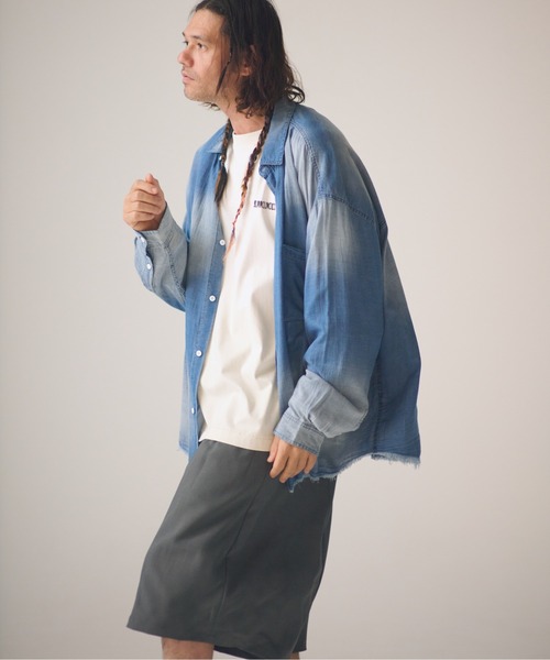 ADAM PATEK(アダムパテック)の「ADAMPATEK/aging sheer denim shirt/エイジングシアーデニムシャツ(シャツ/ブラウス・メンズ・ブラック/ブルー・2/1)」の10枚目の写真