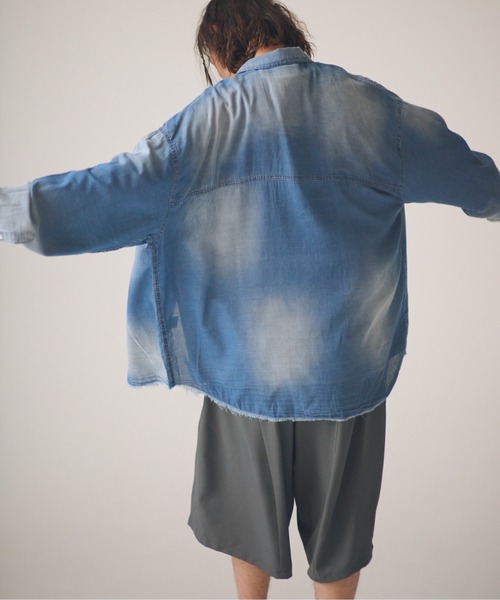ADAM PATEK(アダムパテック)の「ADAMPATEK/aging sheer denim shirt/エイジングシアーデニムシャツ(シャツ/ブラウス・メンズ・ブラック/ブルー・2/1)」の11枚目の写真