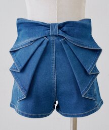 continuer de NICE CLAUP（コンティニューデナイスクラップ）の「後リボンデニムショートパンツ（デニムパンツ）」