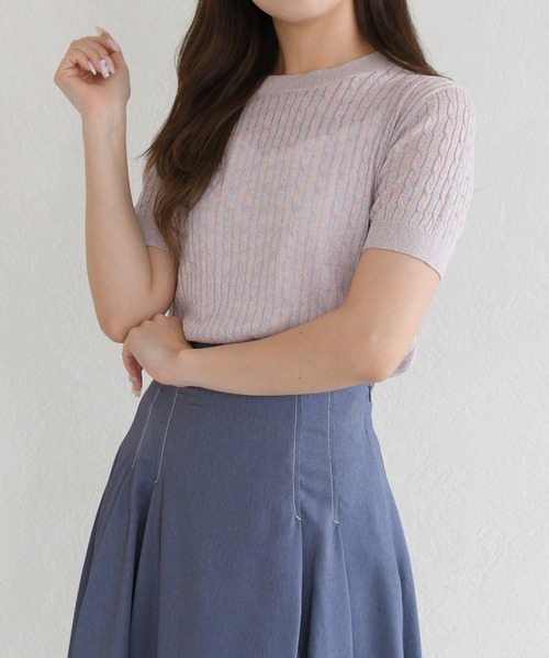 MISCH MASCH（ミッシュマッシュ）の「2026春夏新作 ニュアンスラメ半袖ニット（ニット/セーター・レディース・ブラウン/ピンク/ベージュ・ﾌﾘ-）」の13枚目の写真