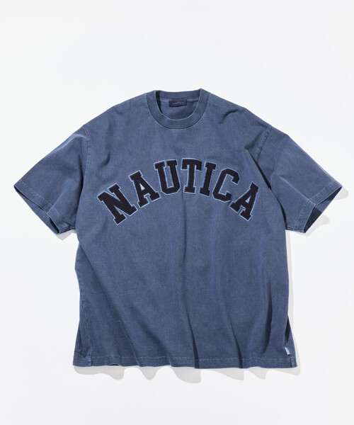 NAUTICA(ノーティカ)の「NAUTICA/ノーティカ ビッグシルエット ピグメントダイ アーチロゴ ショートスリーブ Tシャツ(Tシャツ/カットソー・メンズ・チャコールグレー/ベージュ/ブラウン/ネイビー/グリーン・SMALL/MEDIUM/LARGE/X-LARGE)」の5枚目の写真