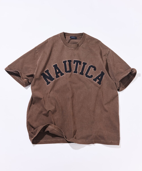 NAUTICA(ノーティカ)の「NAUTICA/ノーティカ ビッグシルエット ピグメントダイ アーチロゴ ショートスリーブ Tシャツ(Tシャツ/カットソー・メンズ・チャコールグレー/ベージュ/ブラウン/ネイビー/グリーン・SMALL/MEDIUM/LARGE/X-LARGE)」の3枚目の写真