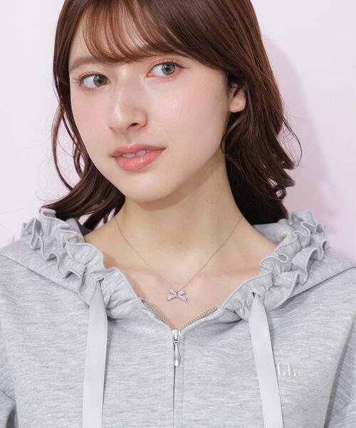 JILL by JILL STUART(ジルバイジルスチュアート)の「Cubic パヴェリボンネックレス(ネックレス・レディース・シルバー/ピンク・FREE)」の17枚目の写真