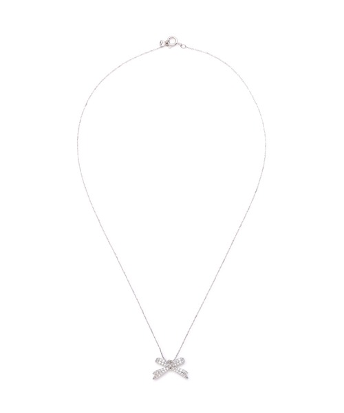 JILL by JILL STUART(ジルバイジルスチュアート)の「Cubic パヴェリボンネックレス(ネックレス・レディース・シルバー/ピンク・FREE)」の7枚目の写真