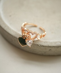 Jelly moo（ジェリームー）の「【 Jelly moo / ジェリームー 】 ハートモチーフ チャーム付き オープンリング（リング）」