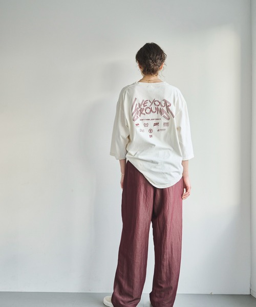 kha:ki（カーキ）の「「KHA:KI / カーキ」7th TEE -LIVE YOUR GROUND-（Tシャツ/カットソー・レディース・ホワイト/ブラック/オフホワイト・1）」の7枚目の写真