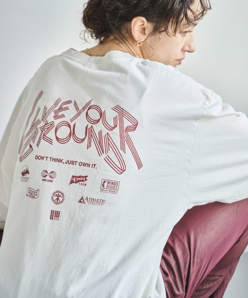 kha:ki（カーキ）の「「KHA:KI / カーキ」7th TEE -LIVE YOUR GROUND-（Tシャツ/カットソー・レディース・ホワイト/ブラック/オフホワイト・1）」の8枚目の写真