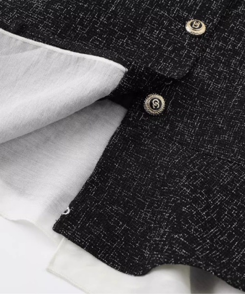 LA POMME petit(ラポミ・プチ)の「Peplum Tweed Mesh Jacket Set Up(セットアップ・レディース・グレー・LARGE/MEDIUM/SMALL)」の6枚目の写真