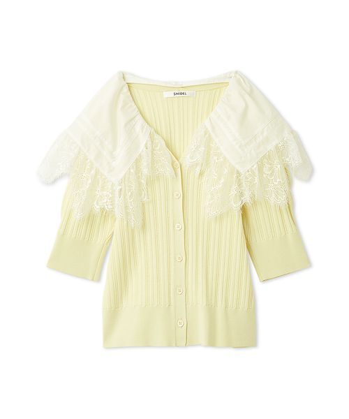 SNIDEL（スナイデル）の「レースカラーデザインニットカーディガン（カーディガン/ボレロ・レディース・ネイビー/イエロー/アイボリー・F）」の4枚目の写真
