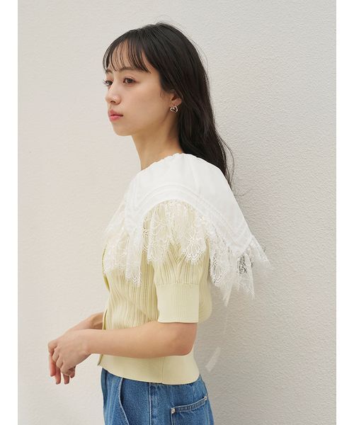SNIDEL（スナイデル）の「レースカラーデザインニットカーディガン（カーディガン/ボレロ・レディース・ネイビー/イエロー/アイボリー・F）」の6枚目の写真