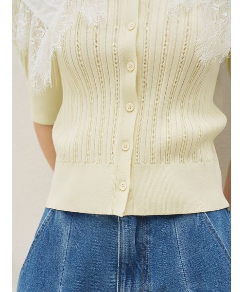SNIDEL（スナイデル）の「レースカラーデザインニットカーディガン（カーディガン/ボレロ・レディース・ネイビー/イエロー/アイボリー・F）」の9枚目の写真