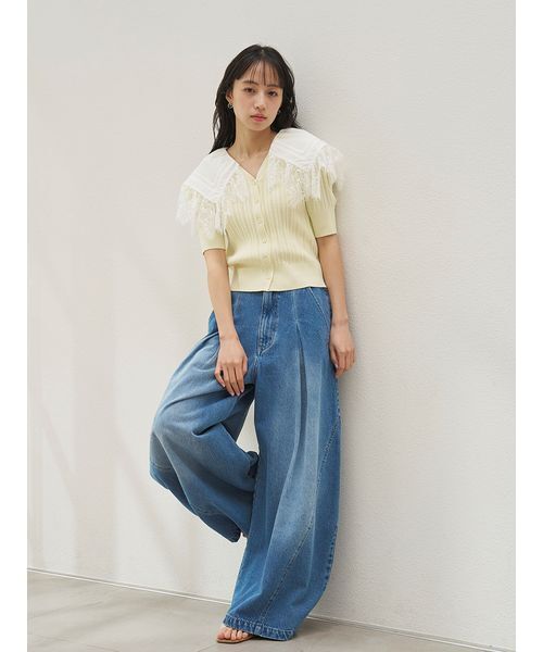 SNIDEL（スナイデル）の「レースカラーデザインニットカーディガン（カーディガン/ボレロ・レディース・ネイビー/イエロー/アイボリー・F）」の12枚目の写真