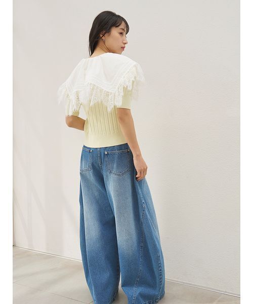 SNIDEL（スナイデル）の「レースカラーデザインニットカーディガン（カーディガン/ボレロ・レディース・ネイビー/イエロー/アイボリー・F）」の13枚目の写真