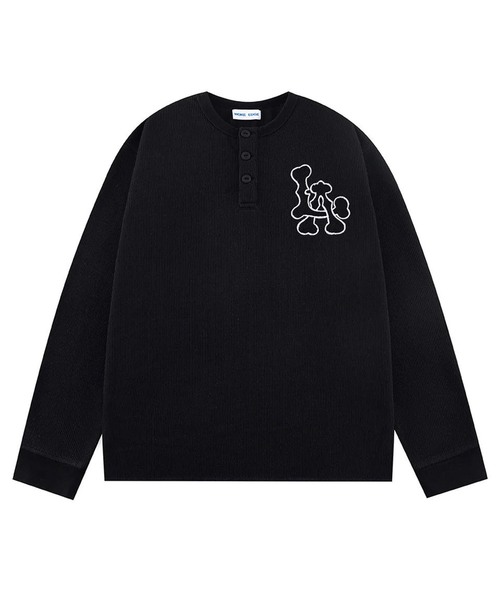 WOKE EDGE(ウォークエッジ)の「WOKE EDGE / ウォークエッジ LA HENLY NECK LONG SLEEVE(Tシャツ/カットソー・メンズ・ブラック/ホワイト系その他・MEDIUM/LARGE)」の1枚目の写真