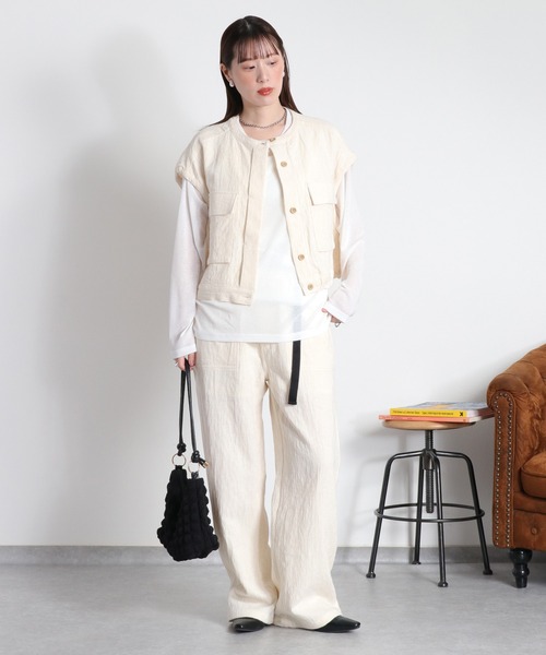 cepo（セポ）の「〈セットアップ対応可能〉ジャガードワークベスト（ベスト・レディース・ブラック/オフホワイト・M）」の8枚目の写真