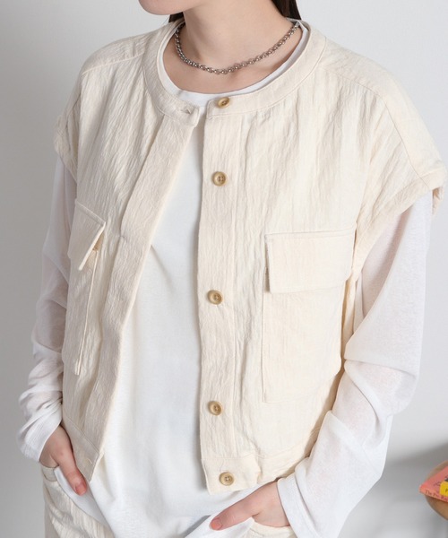 cepo（セポ）の「〈セットアップ対応可能〉ジャガードワークベスト（ベスト・レディース・ブラック/オフホワイト・M）」の17枚目の写真