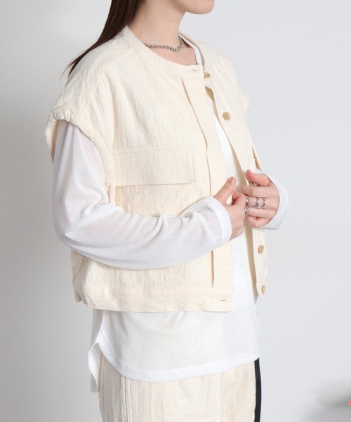 cepo（セポ）の「〈セットアップ対応可能〉ジャガードワークベスト（ベスト・レディース・ブラック/オフホワイト・M）」の11枚目の写真