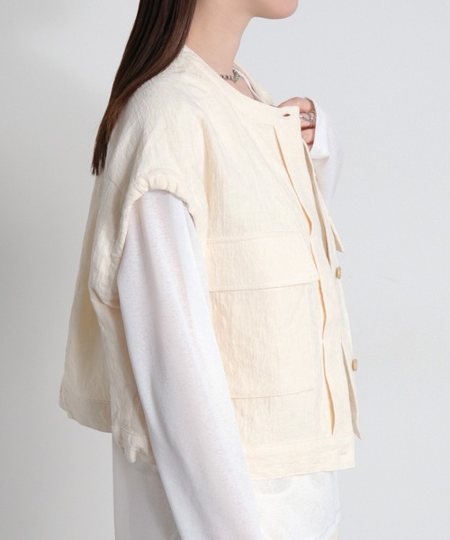 cepo（セポ）の「〈セットアップ対応可能〉ジャガードワークベスト（ベスト・レディース・ブラック/オフホワイト・M）」の12枚目の写真