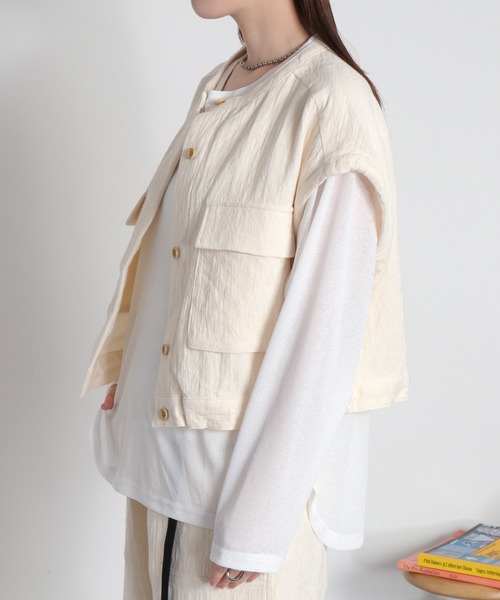 cepo（セポ）の「〈セットアップ対応可能〉ジャガードワークベスト（ベスト・レディース・ブラック/オフホワイト・M）」の15枚目の写真