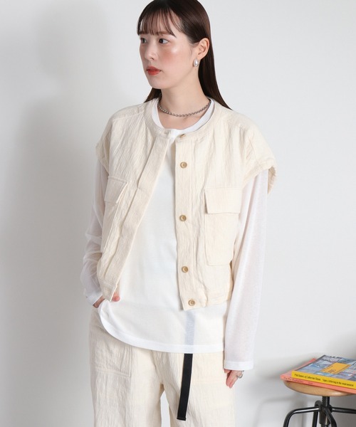 cepo（セポ）の「〈セットアップ対応可能〉ジャガードワークベスト（ベスト・レディース・ブラック/オフホワイト・M）」の18枚目の写真