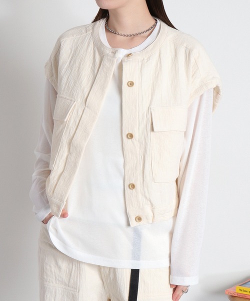 cepo（セポ）の「〈セットアップ対応可能〉ジャガードワークベスト（ベスト・レディース・ブラック/オフホワイト・M）」の10枚目の写真