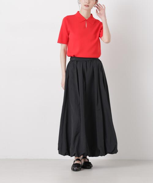 NANO universe（ナノユニバース）の「ナイロンタッサーバルーンスカート（スカート・レディース・ブラック/アイボリー/カーキ・FREE）」の2枚目の写真