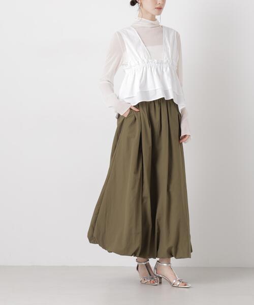 NANO universe（ナノユニバース）の「ナイロンタッサーバルーンスカート（スカート・レディース・ブラック/アイボリー/カーキ・FREE）」の12枚目の写真