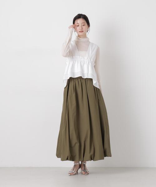 NANO universe（ナノユニバース）の「ナイロンタッサーバルーンスカート（スカート・レディース・ブラック/アイボリー/カーキ・FREE）」の13枚目の写真