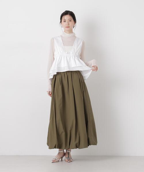 NANO universe（ナノユニバース）の「ナイロンタッサーバルーンスカート（スカート・レディース・ブラック/アイボリー/カーキ・FREE）」の14枚目の写真