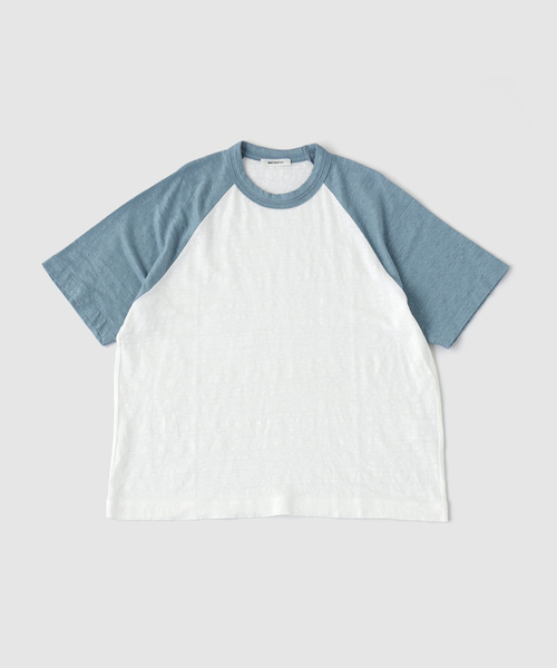 PULP/417EDIFICE(パルプフォーワンセブンエディフィス)の「MATSUFUJI / マツフジ LINEN RAGLAN SLEEVE SHIRT(ニット/セーター・メンズ・ブラック/ブルー系その他・3/2)」の1枚目の写真