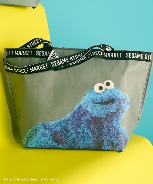 SESAME STREET(セサミストリート)の「ジャガードテープバッグ(BIG)(エコバッグ/サブバッグ・レディース・グリーン/ベージュ/グレー・F)」の2枚目の写真