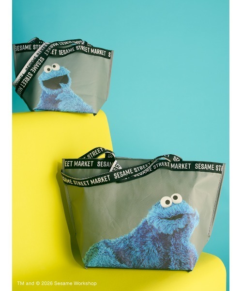 SESAME STREET(セサミストリート)の「ジャガードテープバッグ(BIG)(エコバッグ/サブバッグ・レディース・グリーン/ベージュ/グレー・F)」の6枚目の写真