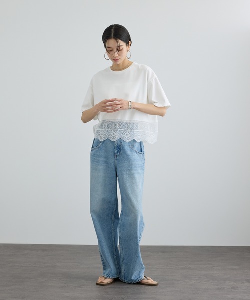 SALON adam et rope'(サロン アダム エ ロペ)の「アラベスクスカラップレースTシャツ(Tシャツ/カットソー・レディース・オフホワイト/ブラック・FREE)」の21枚目の写真