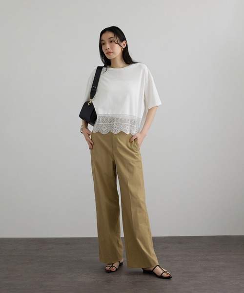 SALON adam et rope'(サロン アダム エ ロペ)の「アラベスクスカラップレースTシャツ(Tシャツ/カットソー・レディース・オフホワイト/ブラック・FREE)」の8枚目の写真