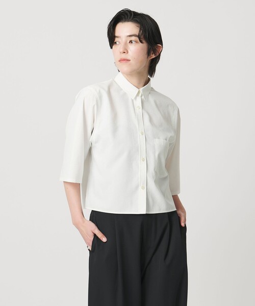 MARW UNITED ARROWS(マルゥ ユナイテッドアローズ)の「<MARW UNITED ARROWS>タイプライター 7分袖 シャツ(シャツ/ブラウス・レディース・ホワイト/ブラック・FREE)」の3枚目の写真