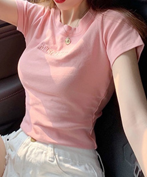 SallyLunn(サリーラン)の「【ワンポイントロゴ】コンパクトTシャツ(Tシャツ/カットソー・レディース・ホワイト/ピンク/ブラック・MEDIUM/LARGE)」の12枚目の写真