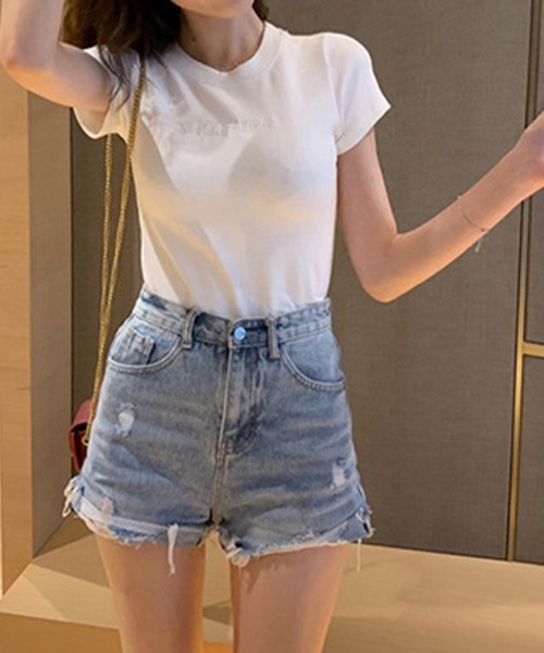 SallyLunn(サリーラン)の「【ワンポイントロゴ】コンパクトTシャツ(Tシャツ/カットソー・レディース・ホワイト/ピンク/ブラック・MEDIUM/LARGE)」の4枚目の写真