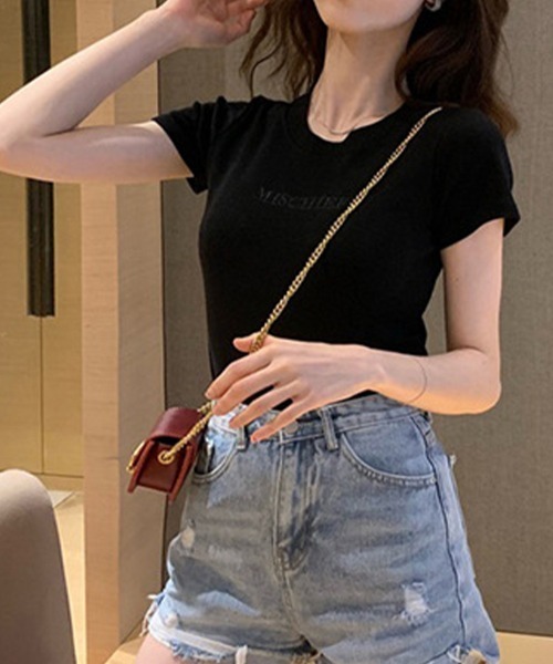 SallyLunn(サリーラン)の「【ワンポイントロゴ】コンパクトTシャツ(Tシャツ/カットソー・レディース・ホワイト/ピンク/ブラック・MEDIUM/LARGE)」の7枚目の写真
