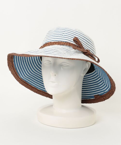 B.I.D.（ビーアイディー）の「B.I.D Select / Border Raffia Hat BATT-0057（ハット・レディース・ネイビー/ブラック・FREE）」の2枚目の写真